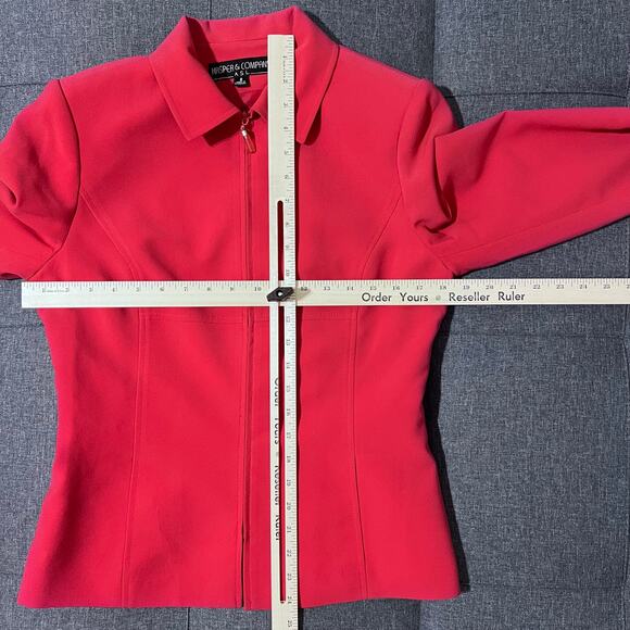 Kasper Company ASL Jacket Women 6 Red Full Zip Blazer Business Office Career - Picture 6 of 8
